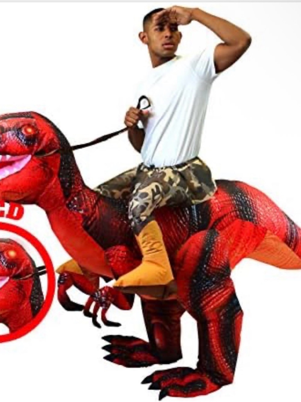 Puff Me Up! Ride a Raptor Inflatable Costume - Red Adult OS - Picture 2 of 6